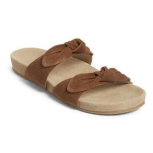 Jack Rogers Womens Annie Suede Double Knot Comfort Sandal Tan Mocha 7.5
